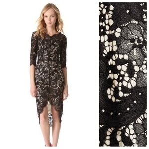 NWT. LOVER Black Lace Horizon Lace Dress with Visible Ecru Lining. Size 10.